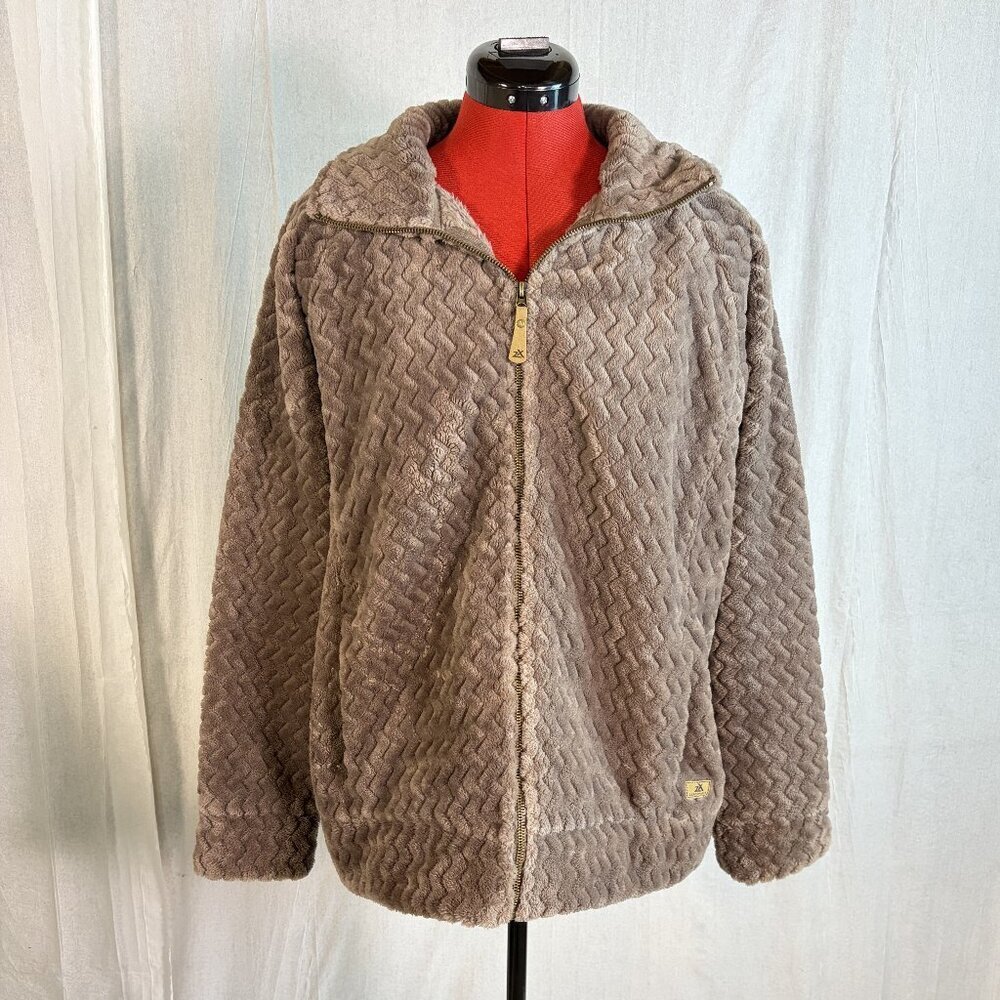 Zeroxposur Women's Full Zip Fleece Jacket Size Large Brown Z Pattern Outdoors